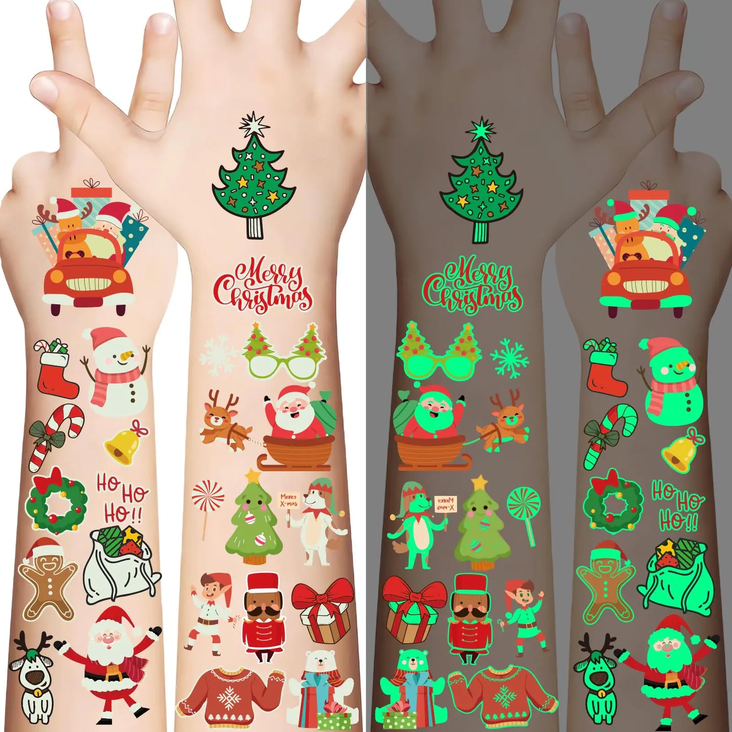LumiKids 467 Glow Christmas Tattoos for Cheer